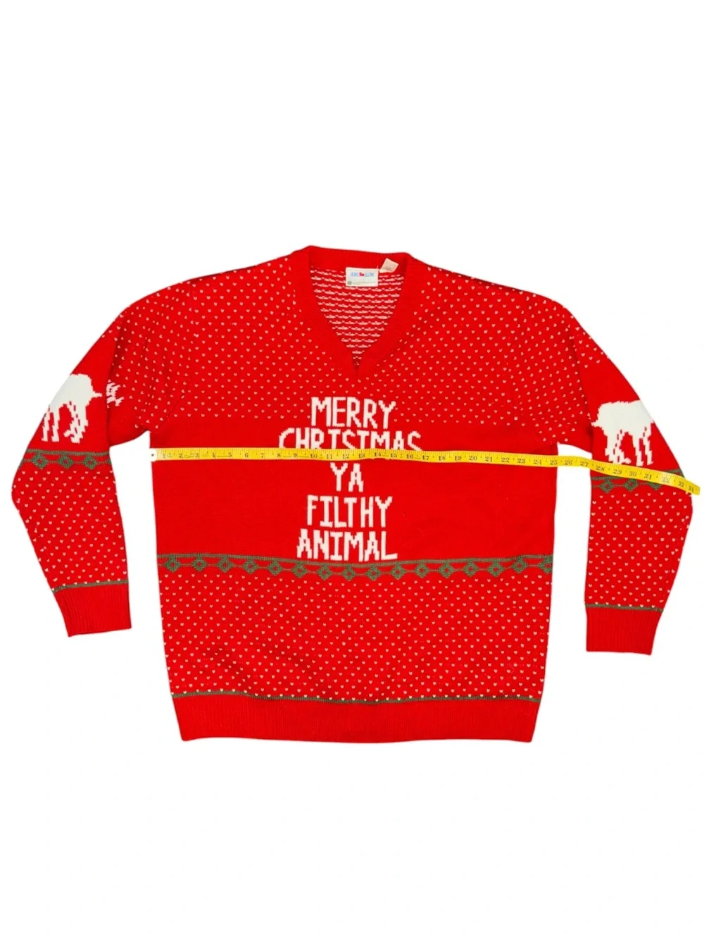 Red Christmas Crewneck Sweater - 'Merry Christmas Ya Filthy Animal'